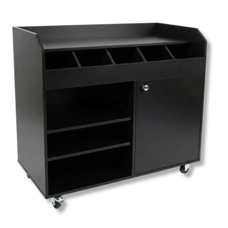 Desserte de service en bois noir (à monter)