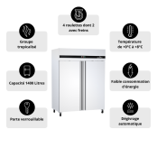 Armoire réfrigérée positive 1 porte GN 2/1 - 700 Litres PREMIUM - GOLDINOXX