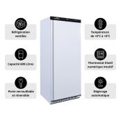 Armoire réfrigérée positive blanche - 600 Litres / GOLDINOX
