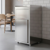 Lot de 4 Poubelles snack en inox avec bac plastique (560 x 530 x 1230 mm) / GOLDINOX