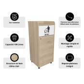 Lot de 4 Poubelles snack en bois chêne clair 100L