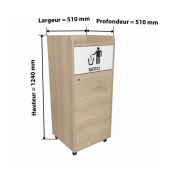 Lot de 4 Poubelles snack en bois chêne clair 100L
