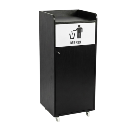 Poubelle snack en bois noir 100L