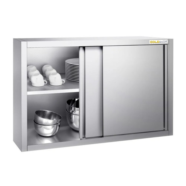 Placard mural inox 1000x400 mm - Hauteur 1000 mm avec portes coulissantes PREMIUM - GOLDINOX