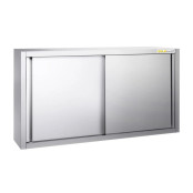 Placard mural inox 1400x400 mm - Hauteur 1000 mm avec portes coulissantes IDEAL - GOLDINOX