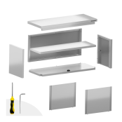 Placard mural inox 1600x400 mm - Hauteur 1000 mm ouvert PREMIUM - GOLDINOX