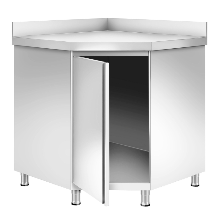 Meuble bas inox d'angle 1000x1000x700 mm adossée PREMIUM - GOLDINOX