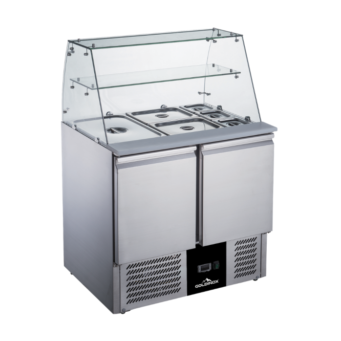 Saladette réfrigérée vitrée compacte 2 portes PREMIUM - GOLDINOX