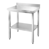 Table de travail en inox Bar 600x500 mm avec 1 étagère inférieure et dosseret PREMIUM - GOLDINOX