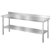 Table de travail en inox Bar 1800x600 mm avec 1 étagère inférieure et dosseret PREMIUM - GOLDINOX