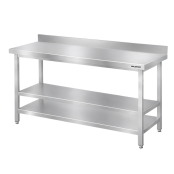 Table de travail en inox Bar 1600x700 mm avec 2 étagères inférieures et dosseret PREMIUM - GOLDINOX