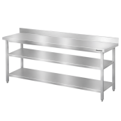 Table de travail en inox Bar 2000x500 mm avec 2 étagères inférieures et dosseret PREMIUM - GOLDINOX