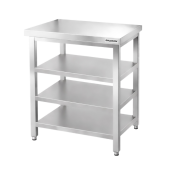 Table de travail en inox Bar 800x800 mm avec 3 étagères inférieures PREMIUM - GOLDINOX