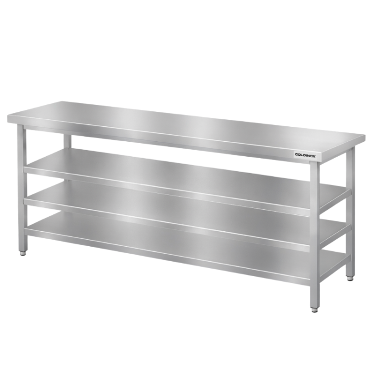 Table de travail en inox Bar 1800x500 mm avec 3 étagères inférieures PREMIUM - GOLDINOX