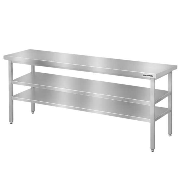 Table de travail en inox Bar 2000x800 mm avec 3 étagères inférieures PREMIUM - GOLDINOX