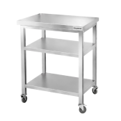 Table de travail en inox Bar 600x700 mm avec 3 étagères inférieures sur roulettes PREMIUM - GOLDINOX