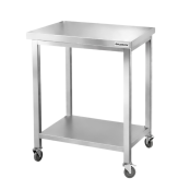Table de travail en inox Bar 800x800 mm avec 3 étagères inférieures sur roulettes PREMIUM - GOLDINOX