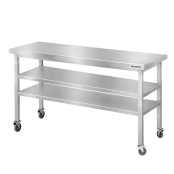 Table de travail en inox Bar 1500x800 mm avec 3 étagères inférieures sur roulettes PREMIUM - GOLDINOX