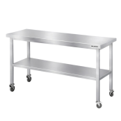 Table de travail en inox Bar 1600x600 mm avec 3 étagères inférieures sur roulettes PREMIUM - GOLDINOX