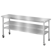 Table de travail en inox Bar 2000x700 mm avec 3 étagères inférieures sur roulettes PREMIUM - GOLDINOX