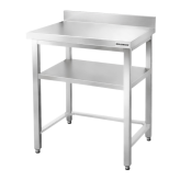 Table de travail en inox Bar 600x600 mm avec renfort et dosseret PREMIUM - GOLDINOX