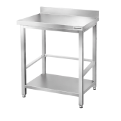 Table de travail en inox Bar 600x600 mm avec renfort et dosseret PREMIUM - GOLDINOX