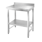 Table de travail en inox Bar 600x600 mm avec renfort et dosseret PREMIUM - GOLDINOX