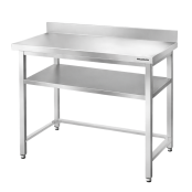 Table de travail en inox Bar 1200x700 mm avec renfort et dosseret PREMIUM - GOLDINOX
