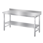 Table de travail en inox Bar 1600x600 mm avec renfort et dosseret PREMIUM - GOLDINOX