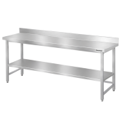 Table de travail en inox Bar 1800x800 mm avec renfort et dosseret PREMIUM - GOLDINOX