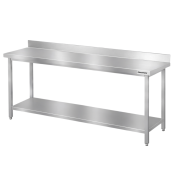 Table de travail en inox Bar 1800x800 mm avec renfort et dosseret PREMIUM - GOLDINOX