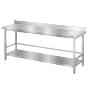 Table de travail en inox Bar 2000x500 mm avec renfort et dosseret PREMIUM - GOLDINOX
