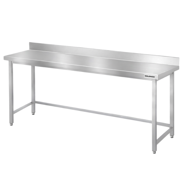 Table de travail en inox Bar 2000x700 mm avec renfort et dosseret PREMIUM - GOLDINOX