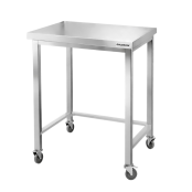 Table de travail en inox Bar 600x700 mm avec renfort sur roulettes PREMIUM - GOLDINOX