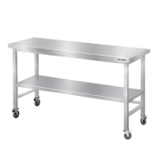 Table de travail en inox Bar 1500x700 mm avec renfort sur roulettes PREMIUM - GOLDINOX