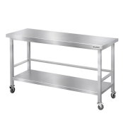 Table de travail en inox Bar 1500x800 mm avec renfort sur roulettes PREMIUM - GOLDINOX