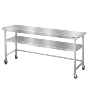 Table de travail en inox Bar 1800x600 mm avec renfort sur roulettes PREMIUM - GOLDINOX