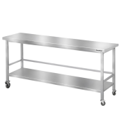 Table de travail en inox Bar 1800x800 mm avec renfort sur roulettes PREMIUM - GOLDINOX