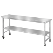 Table de travail en inox Bar 2000x700 mm avec renfort sur roulettes PREMIUM - GOLDINOX