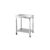 Table de travail en inox Bar 700x700 mm avec renfort sur roulettes PREMIUM - GOLDINOX