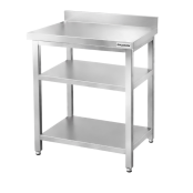 Table de travail en inox Bar 600x500 mm avec 2 étagères inférieures et dosseret PREMIUM - GOLDINOX