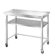 Table de travail en inox Bar 1000x500 mm avec renfort sur roulettes PREMIUM - GOLDINOX