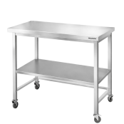 Table de travail en inox Bar 1000x500 mm avec renfort sur roulettes PREMIUM - GOLDINOX