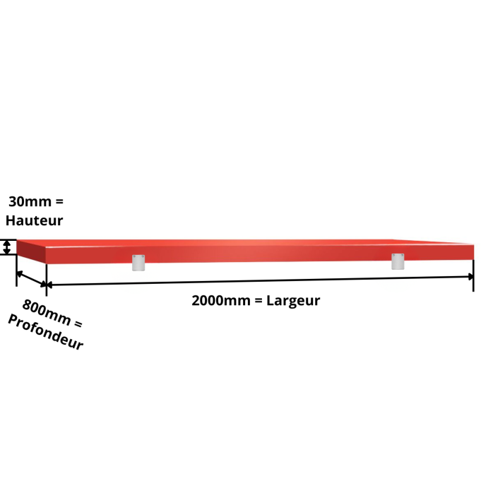 Plaque de découpe rouge 2000x800 mm (Conforme HACCP) PREMIUM - GOLDINOX