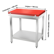 Table de travail en inox 700x500 mm avec plaque de découpe rouge PREMIUM - GOLDINOX