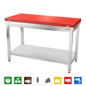 Table de travail en inox 1600x500 mm avec plaque de découpe rouge PREMIUM - GOLDINOX