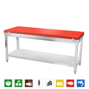 Table de travail en inox 2000x500 mm avec plaque de découpe rouge PREMIUM - GOLDINOX