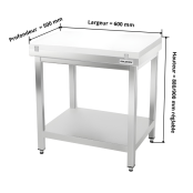 Table de travail en inox 600x500 mm avec plaque de découpe blanche PREMIUM - GOLDINOX