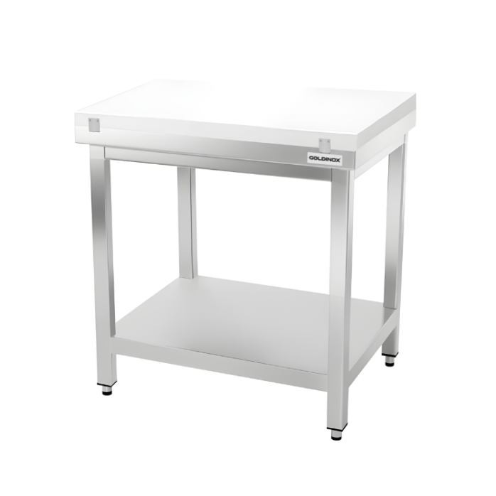 Table de travail en inox 800x500 mm avec plaque de découpe blanche PREMIUM - GOLDINOX