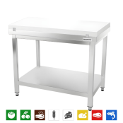 Table de travail en inox 1000x600 mm avec plaque de découpe blanche PREMIUM - GOLDINOX